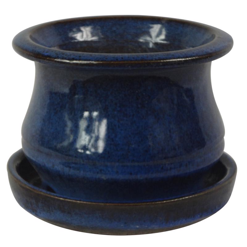 TRENDSPOT - Trendspot Low Bell 5.3 in. H X 6.9 in. W X 6.9 in. D X 7 in. D Ceramic Planter Blue - Case of 2