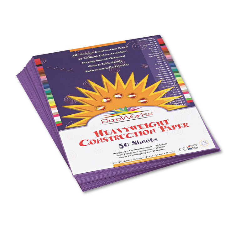 SunWorks - Construction Paper, 58 lb Text Weight, 9 x 12, Violet, 50/Pack