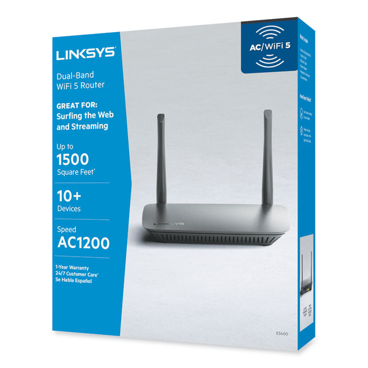 LINKSYS - AC1200 Wi-Fi Router, 5 Ports, Dual-Band 2.4 GHz/5 GHz