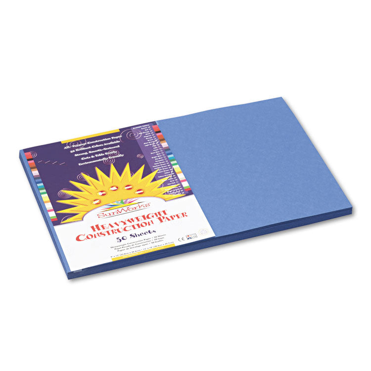 SunWorks - Construction Paper, 58 lb Text Weight, 12 x 18, Blue, 50/Pack