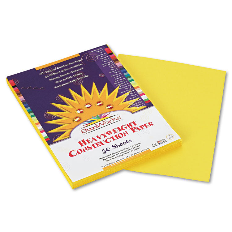 SunWorks - Construction Paper, 58 lb Text Weight, 9 x 12, Yellow, 50/Pack