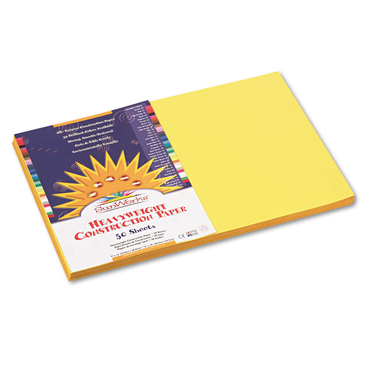 SunWorks - Construction Paper, 58 lb Text Weight, 12 x 18, Yellow, 50/Pack