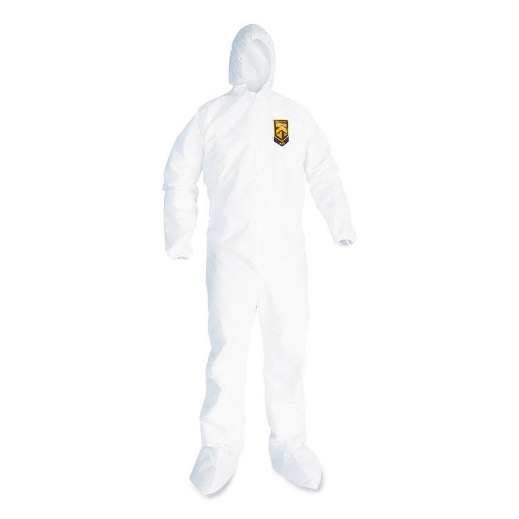 KleenGuard - A20 Breathable Particle Protection Coveralls, Elastic Back, Hood and Boots, Large, White, 24/Carton