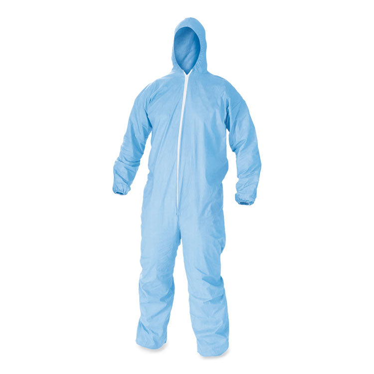 KleenGuard - A65 Zipper Front Flame-Resistant Hooded Coveralls, Elastic Wrist and Ankles, X-Large, Blue, 25/Carton