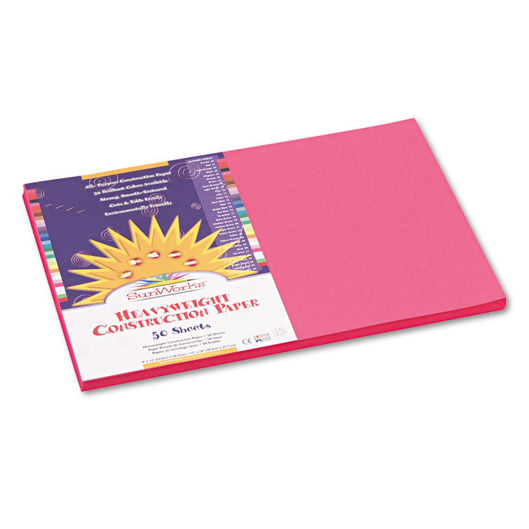 SunWorks - Construction Paper, 58 lb Text Weight, 12 x 18, Hot Pink, 50/Pack