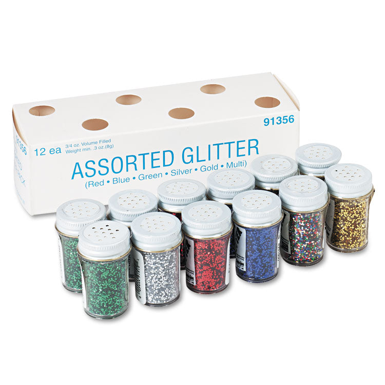 Pacon - Spectra Glitter, 0.04 Hexagon Crystals, Assorted, 0.75 oz Shaker-Top Jar, 12/Pack