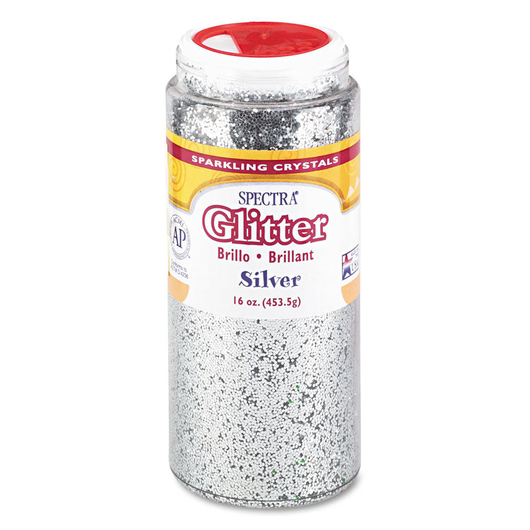 Pacon - Spectra Glitter, 0.04 Hexagon Crystals, Silver, 16 oz Shaker-Top Jar