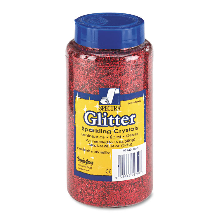 Pacon - Spectra Glitter, 0.04 Hexagon Crystals, Red, 16 oz Shaker-Top Jar