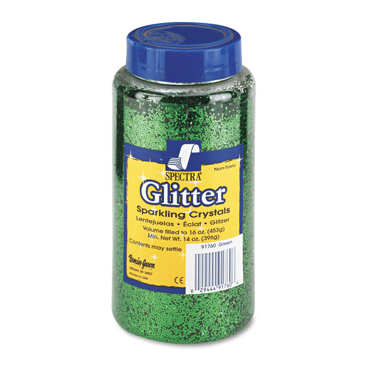 Pacon - Spectra Glitter, 0.04 Hexagon Crystals, Green, 16 oz Shaker-Top Jar