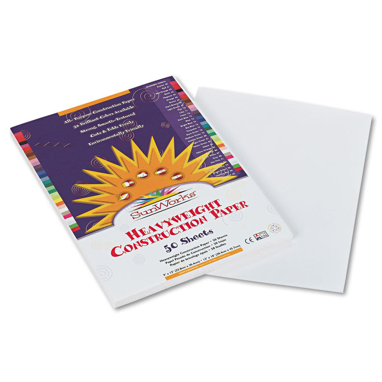 SunWorks - Construction Paper, 58 lb Text Weight, 9 x 12, White, 50/Pack