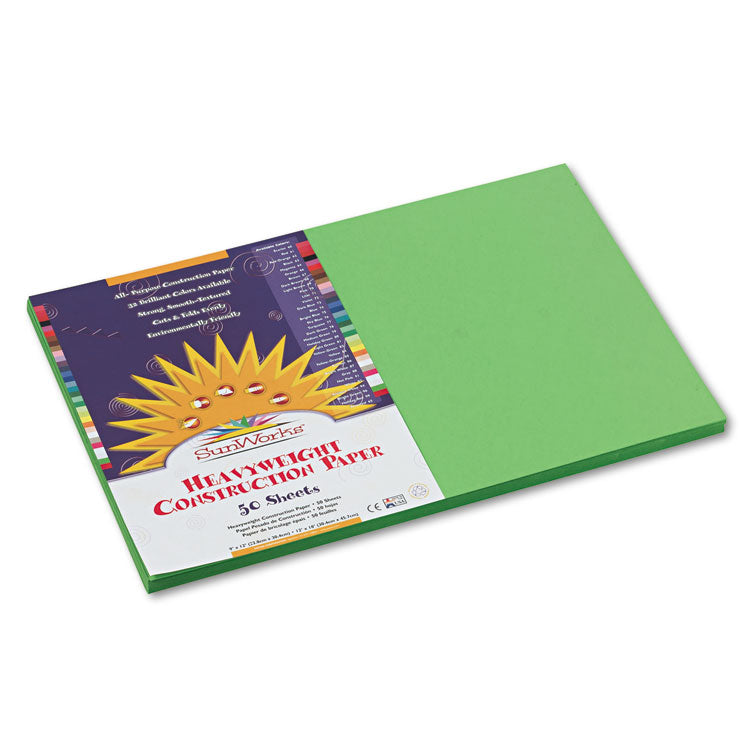 SunWorks - Construction Paper, 58 lb Text Weight, 12 x 18, Bright Green, 50/Pack