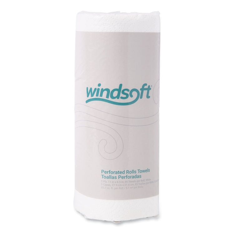 Windsoft - Kitchen Roll Towels, 2-Ply, 11 x 8.5, White, 85/Roll, 30 Rolls/Carton