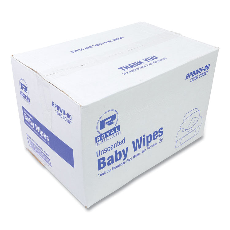 AmerCareRoyal - Baby Wipes Tub, White, 80/Tub, 12/Carton