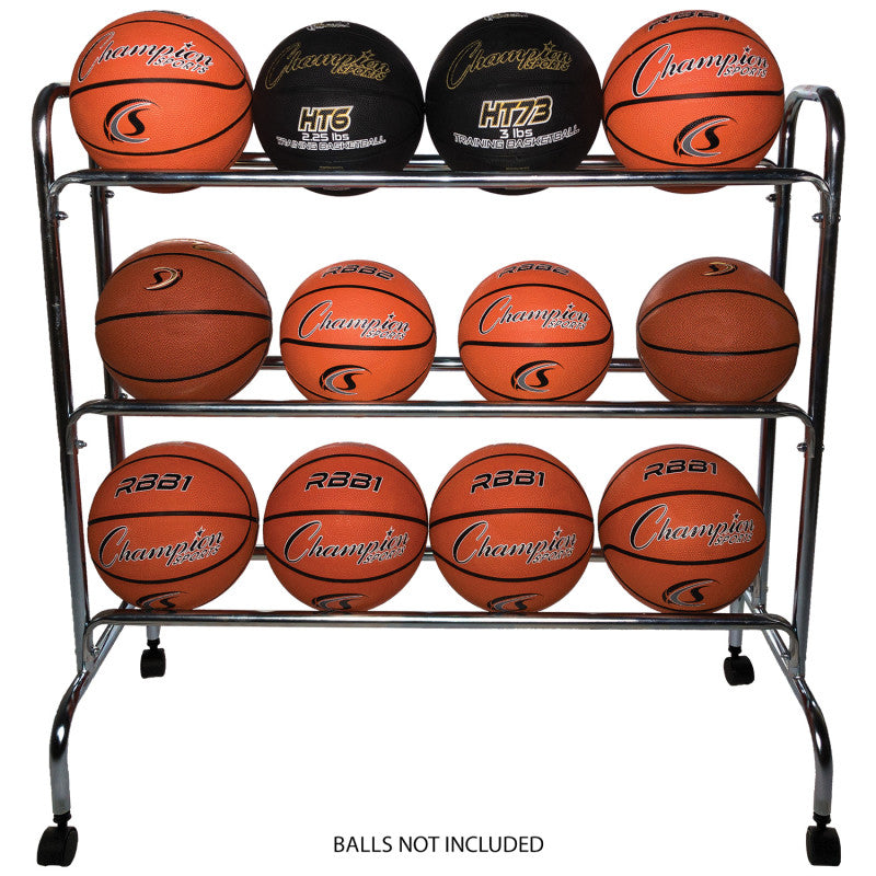 CHAMPION SPORTS - Ball Cart, 3 Tier, Holds 12 Balls