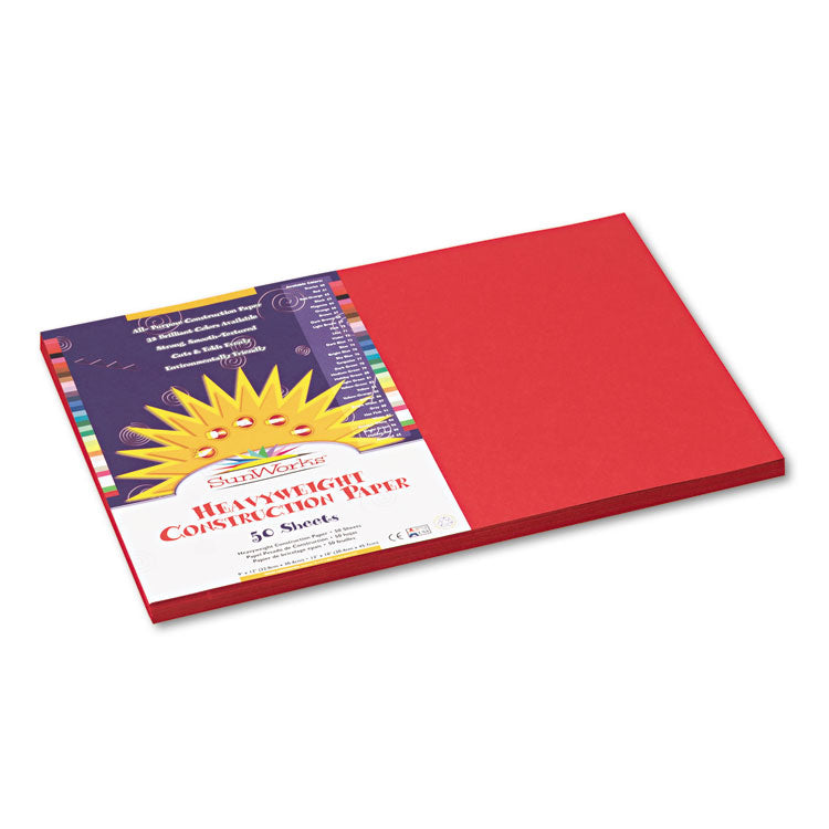 SunWorks - Construction Paper, 58 lb Text Weight, 12 x 18, Red, 50/Pack