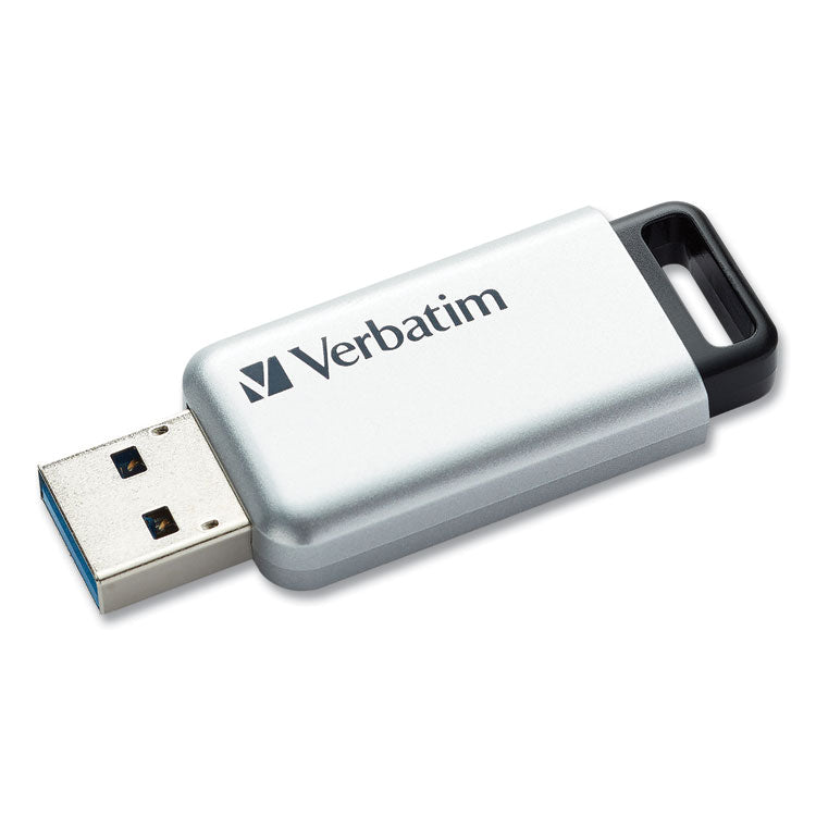 Verbatim - Store 'n' Go Secure Pro USB Flash Drive with AES 256 Encryption, 128 GB, Silver