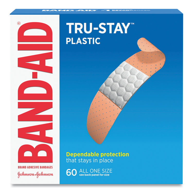 BAND-AID - Plastic Adhesive Bandages, 0.75 x 3, 60/Box