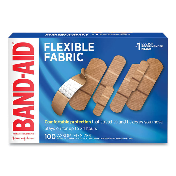 BAND-AID - Flexible Fabric Adhesive Bandages, Assorted, 100/Box