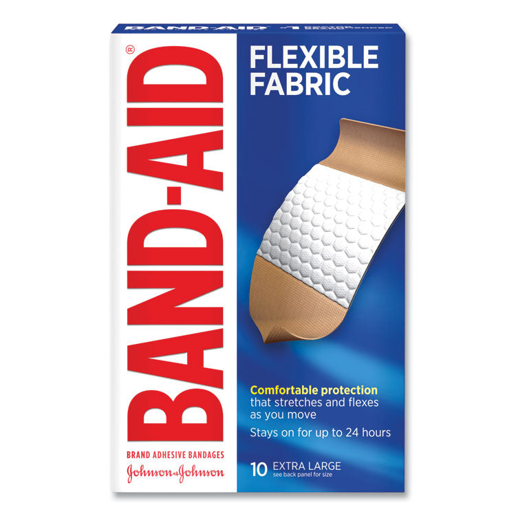 BAND-AID - Flexible Fabric Extra Large Adhesive Bandages, 1.75 x 4, 10/Box