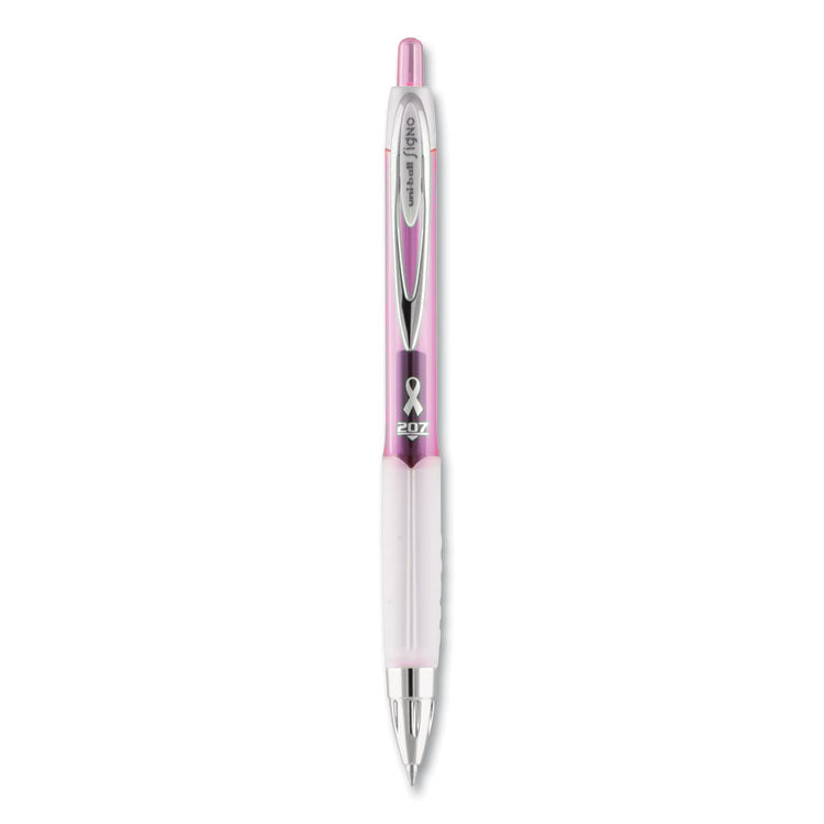 uniball - Signo 207 Gel Pen, Retractable, Medium 0.7 mm, Black Ink, Pink Barrel, 2/Pack