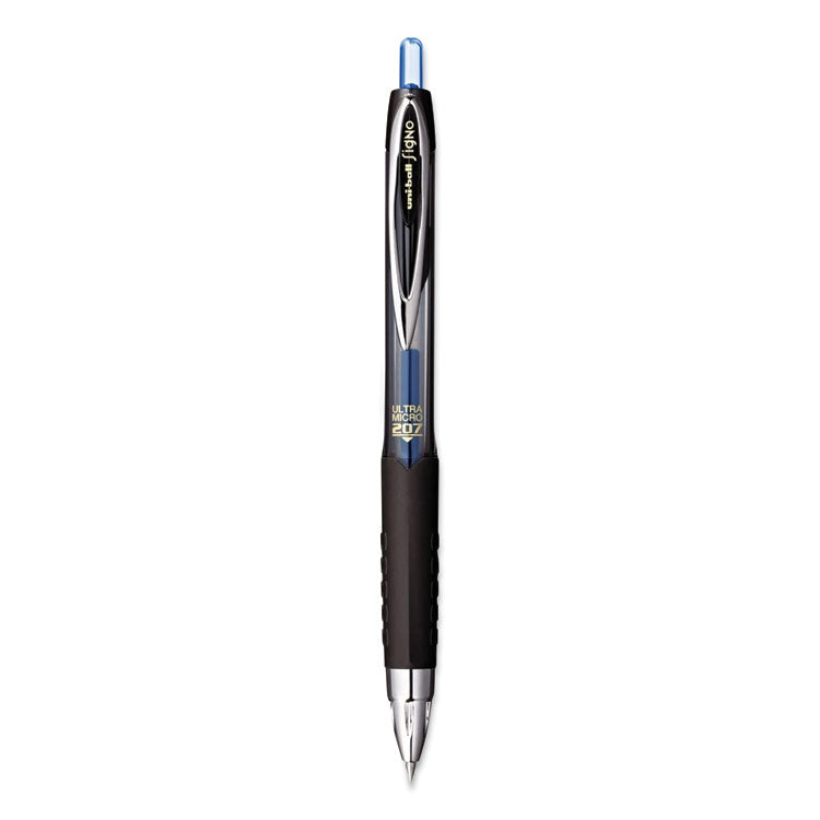 uniball - 207 Signo Gel Ultra Micro Gel Pen, Retractable, Extra-Fine 0.38 mm, Blue Ink, Smoke Barrel