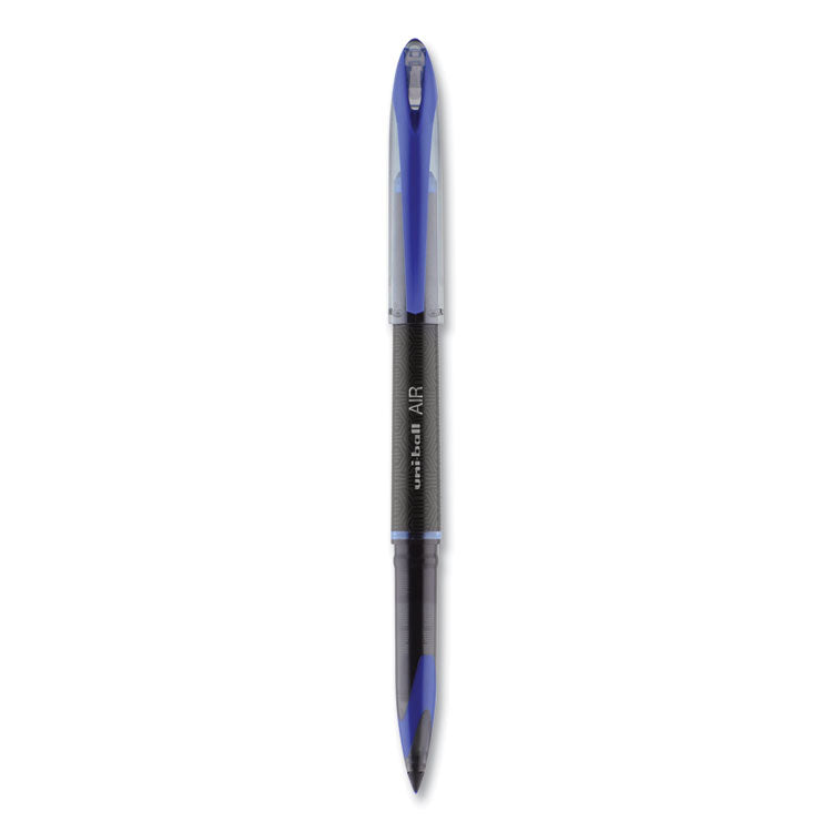 uniball - AIR Porous Roller Ball Pen, Stick, Medium 0.7 mm, Blue Ink, Black Barrel, Dozen