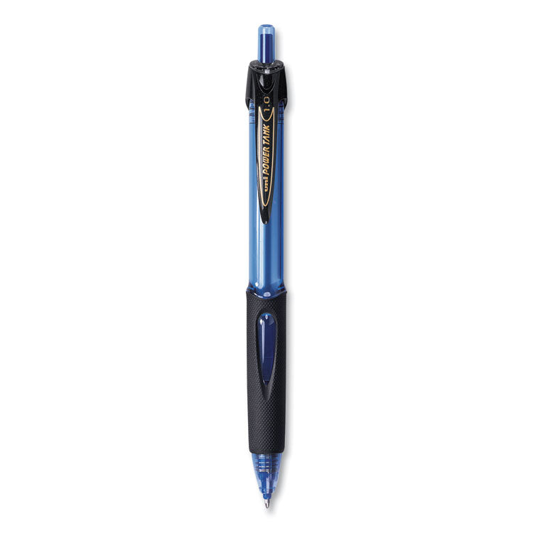 uniball - Power Tank RT Ballpoint Pen, Retractable, Bold 1 mm, Blue Ink, Translucent Blue Barrel, Dozen