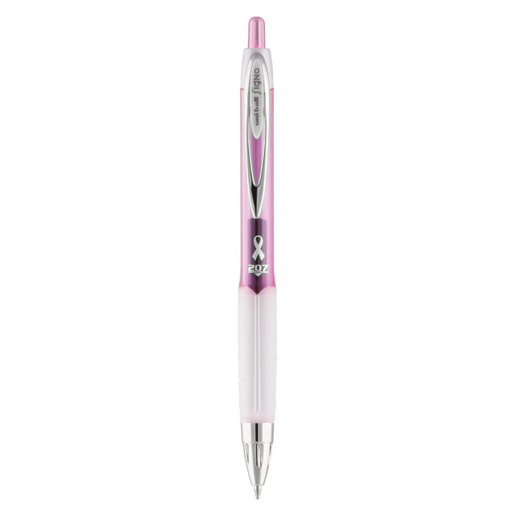 uniball - 207 Office Pack Gel Pen, Retractable, Medium 0.7 mm, Black Ink, Pink Barrel, 36/Pack