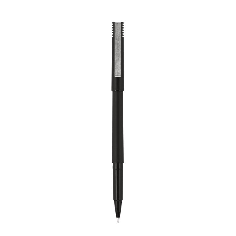 uniball - Roller Ball Pen, Stick, Micro 0.5 mm, Black Ink, Black Matte Barrel, Dozen