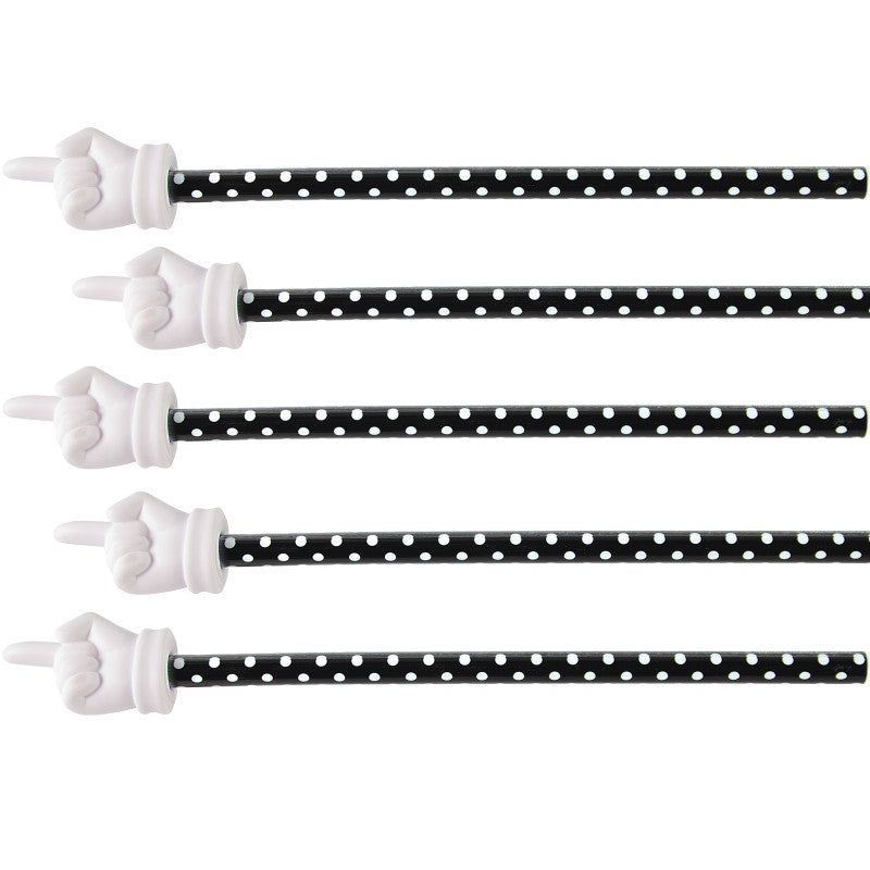 TEACHER CREATED RESOURCES - Black Polka Dots Hand Pointer, Pack of 5