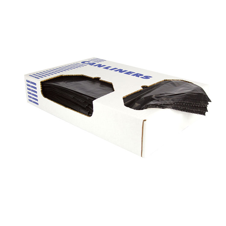 Heritage - Linear Low-Density Can Liners—Flat Fold, Dual-Dispensing, 45 gal, 1.5 mil, 40 x 46, Black, 100/Carton