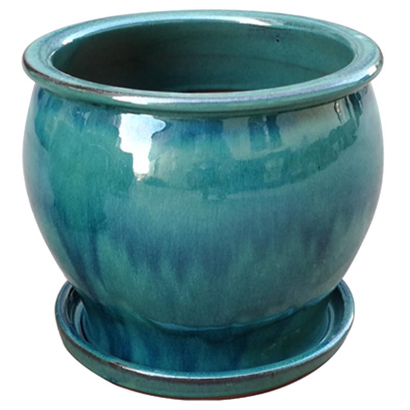 TRENDSPOT - Trendspot Studio 6.3 in. H X 8 in. W X 8 in. D X 8 in. D Ceramic Planter Aqua - Case of 2