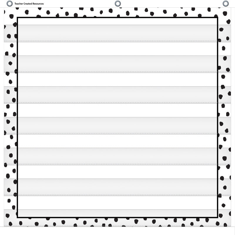 TEACHER CREATED RESOURCES - Black Painted Dots on White 7 Pocket Chart, 28" x 28"