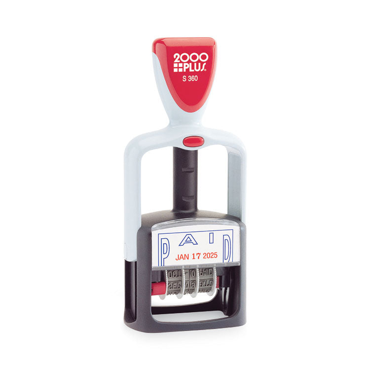COSCO 2000PLUS - Model S 360 Two-Color Message Dater, 1.75 x 1, "Paid," Self-Inking, Blue/Red