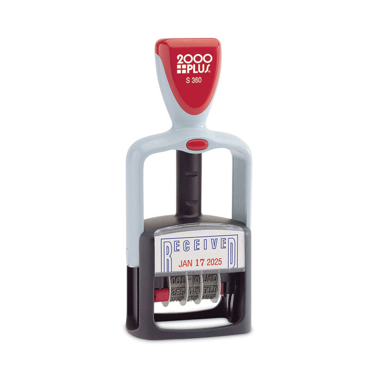 COSCO 2000PLUS - Model S 360 Two-Color Message Dater, 1.75 x 1, "Received", Self-Inking, Blue/Red