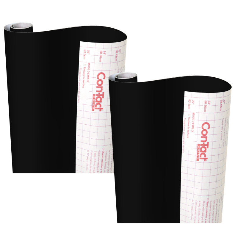 CON-TACT BRAND - Creative Covering™ Adhesive Covering, Black, 18" x 16 ft, Pack of 2