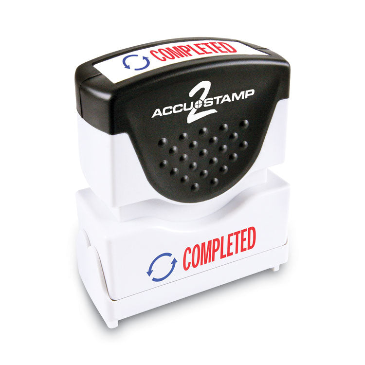 ACCUSTAMP2 - Pre-Inked Shutter Stamp, Red/Blue, COMPLETED, 1.63 x 0.5