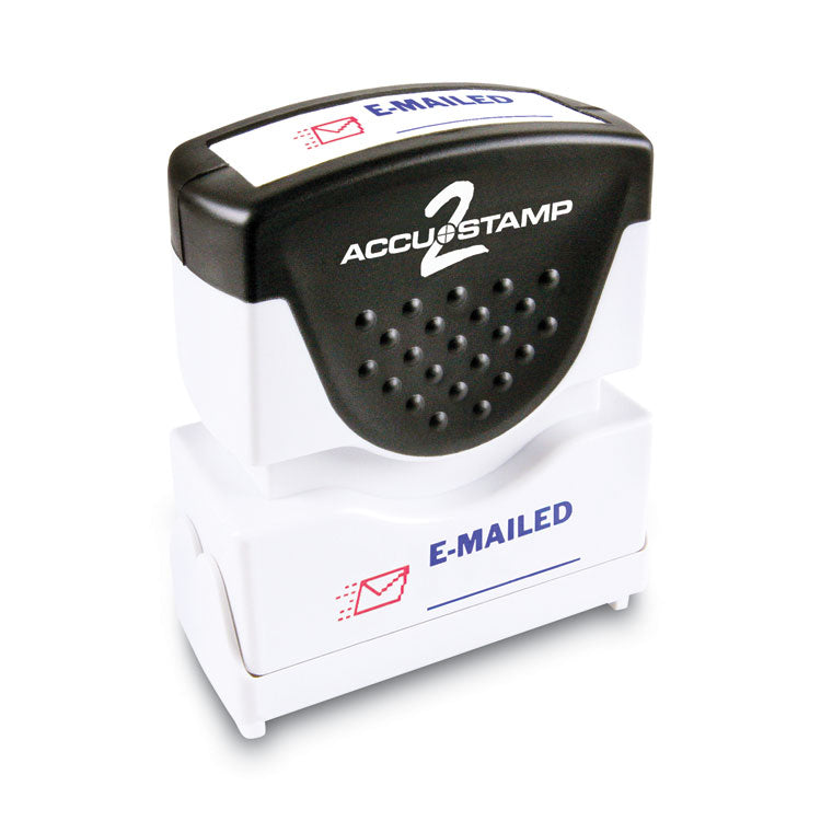 ACCUSTAMP2 - Pre-Inked Shutter Stamp, Red/Blue, EMAILED, 1.63 x 0.5