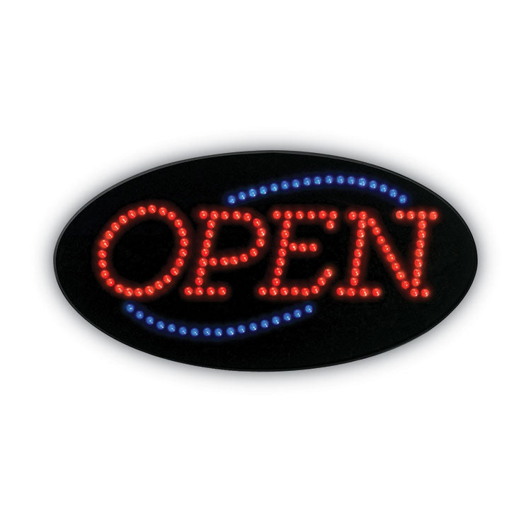 COSCO - LED OPEN Sign, 10.5 x 20.13, Red and Blue Graphics