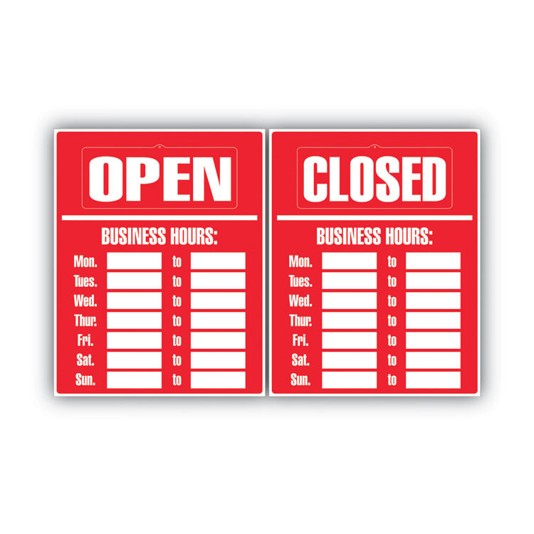 COSCO - Business Hours Sign Kit, 15 x 19, Red