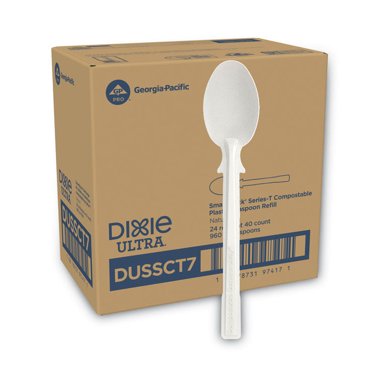 Dixie - SmartStock Tri-Tower Dispensing System Cutlery, Teaspoons, Natural, 40/Pack, 24 Packs/Carton