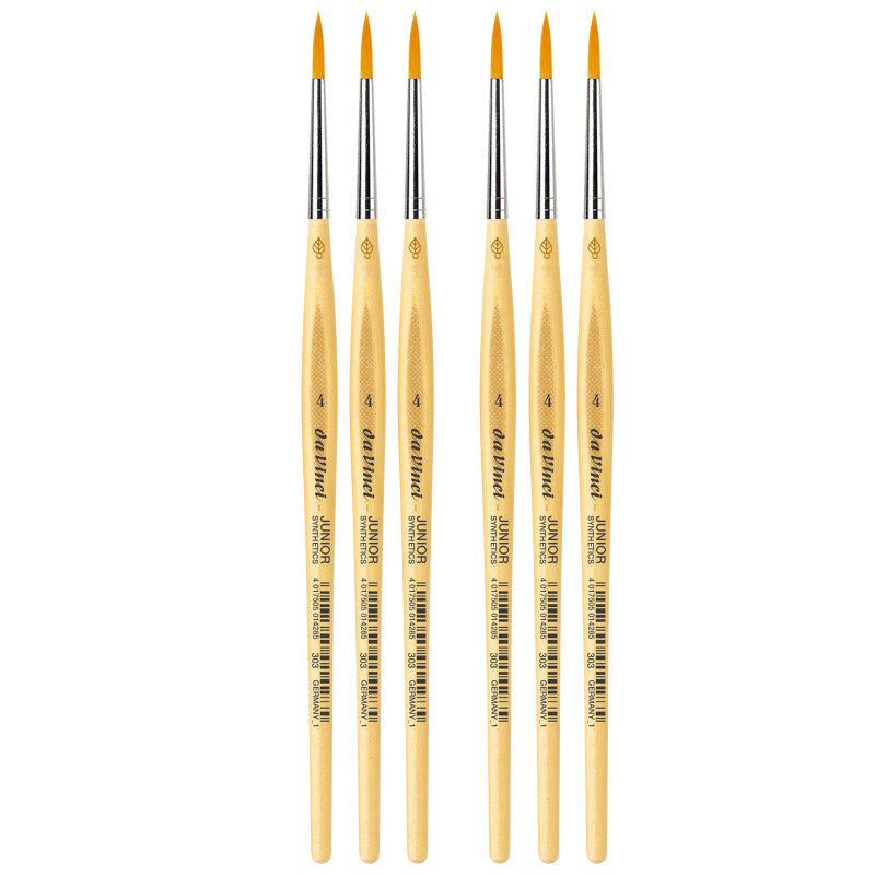 JUNIOR Synthetics Student Brush, Synthetic, Tempera, Round, Series 303, Size 4, Pack of 6