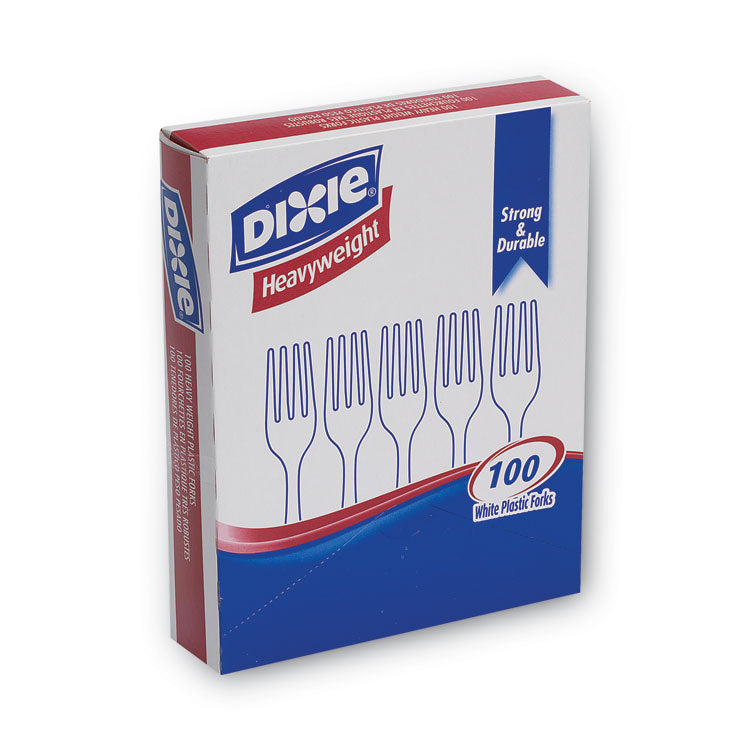 Dixie - Plastic Cutlery, Heavyweight Forks, White, 100/Box