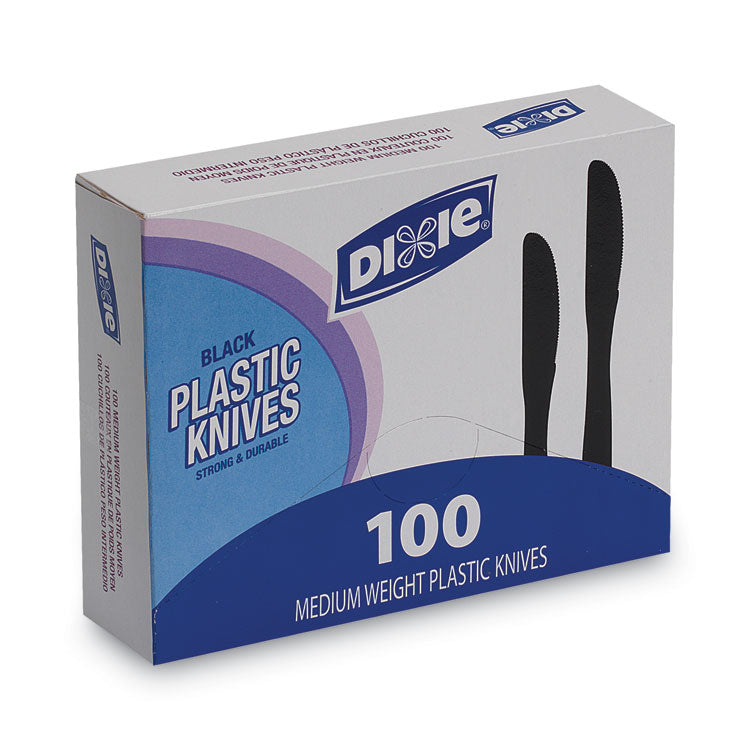 Dixie - Plastic Tableware, Heavy Mediumweight Knives, Black, 100/Box