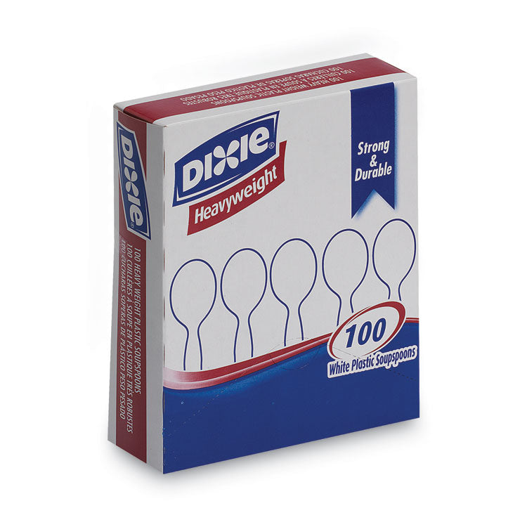 Dixie - Plastic Cutlery, Heavyweight Soup Spoons, White, 100/Box