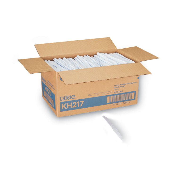 Dixie - Plastic Cutlery, Heavyweight Knives, White, 1,000/Carton