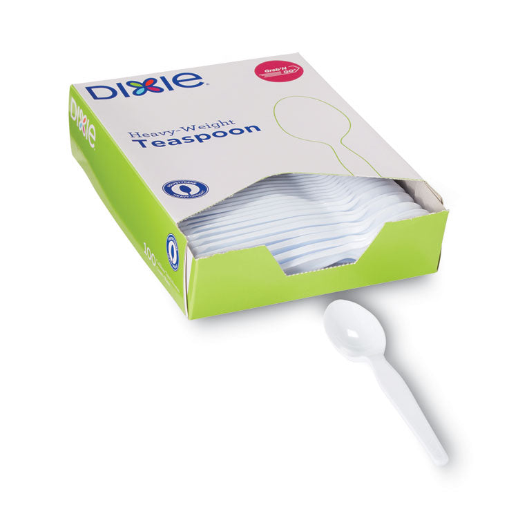 Dixie - Plastic Cutlery, Heavyweight Teaspoons, White, 100/Box