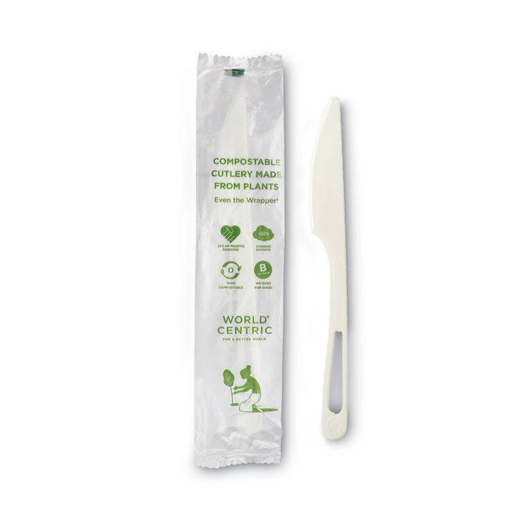 World Centric - TPLA Compostable Cutlery, Knife, 6.7", White, 750/Carton