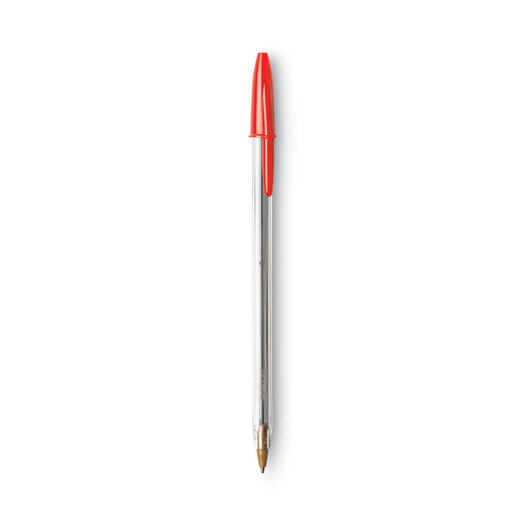 BIC - Cristal Xtra Smooth Ballpoint Pen, Stick, Medium 1 mm, Red Ink, Clear Barrel, Dozen