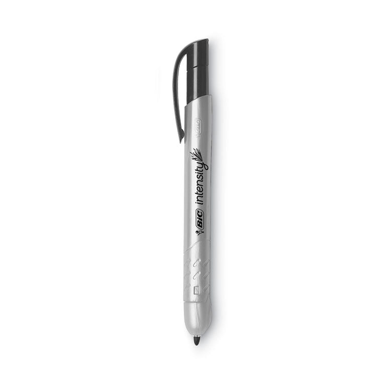 BIC - Intensity Retractable Permanent Marker, Fine Bullet Tip, Black, Dozen